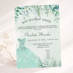Quinceanera-berömda skogsferns klänningslyx inbjudningar