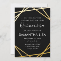 Quinceañera Birthday Black Guld Modern