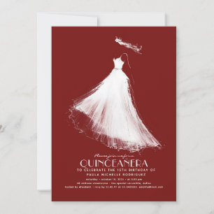 Quinceañera Birthday Call Burgundy Red Inbjudningar