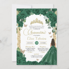 Quinceanera Birthday Emerald Grönt Ro Inbjudningar