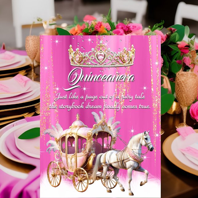 Quinceanera Birthday Rosa Guld Silver Carriage Inbjudningar (Skapare uppladdad)