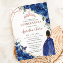 Quinceañera Birthday Royal Blue Blommigt Brown Gir