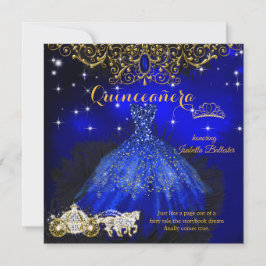 Quinceanera Birthday Royal Blue Fairytale Tiara Inbjudningar