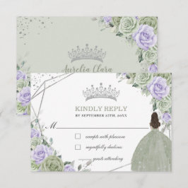 Quinceañera Birthday Sage Grönt Lavender Blommigt OSA Kort