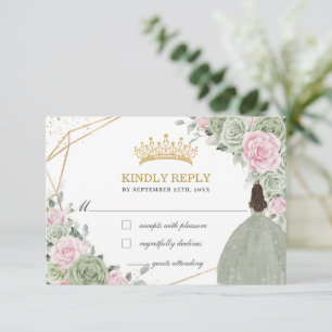 Quinceañera Birthday Sage Grönt Soft Rosa Blommigt OSA Kort