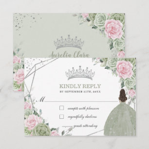 Quinceañera Birthday Sage Grönt Soft Rosa Blommigt OSA Kort