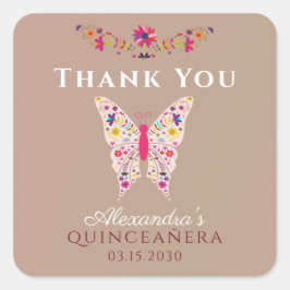Quinceañera Birthday Tack Square Sticker Fyrkantigt Klistermärke
