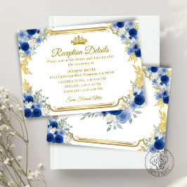 Quinceanera Blå Guld Blommig Inneslutningskort