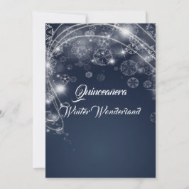 Quinceanera Blå Vinter Värld Snöflingor Inbjudningar