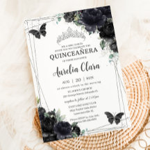 Quinceañera Black Blommigt Ro Princess Silver