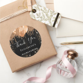 Quinceanera Black guld glitter namn tack Runt Klistermärke