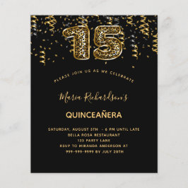 Quinceanera black guld leopard print