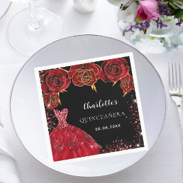 Quinceanera black red dress ro pappersservett