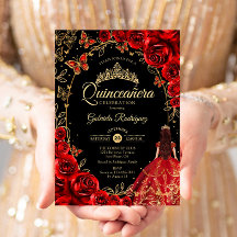 Quinceanera Black Red Guld