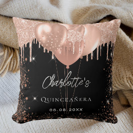 Quinceanera Black ro guld-ballonger party Kudde