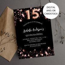 Quinceanera Black ro guld stjärnor