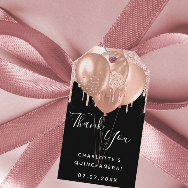 Quinceanera Black ro guld tack Presentetikett (Skapare uppladdad)