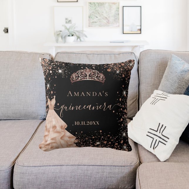 Quinceanera Black ro guld tiara dress namn Kudde (Skapare uppladdad)