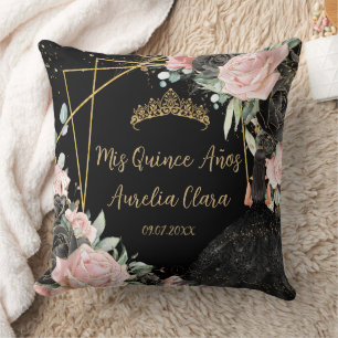Quinceañera Black Rosa Blommigt Girl Dress Princes Kudde