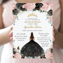 Quinceañera Black Rosa ros Blommigt Princess Dress