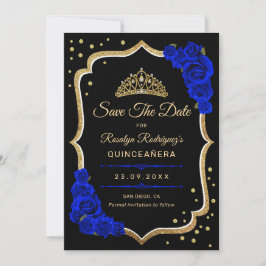 Quinceanera - Black Royal Blue Gold Spara Datumet