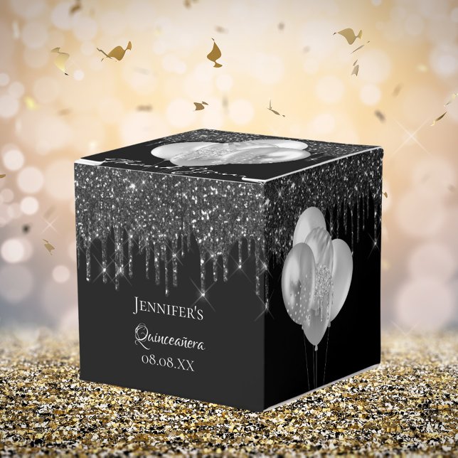 Quinceanera Black silver glitter ballonger Presentaskar (Skapare uppladdad)