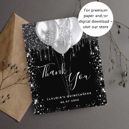 Quinceanera Black silver glitter tackar er för bud Flygblad