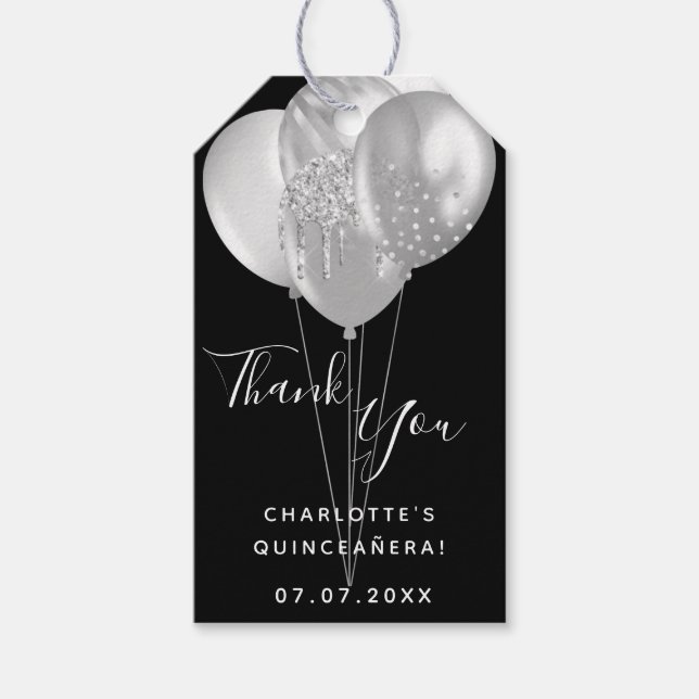 Quinceanera Black silver tack Presentetikett (Framsidan)