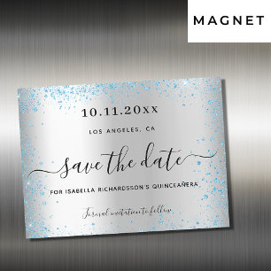 Quinceanera-blått spara datum magneter-kort för si