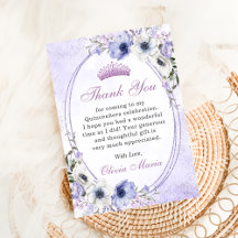 Quinceañera Blommig Fjäril Tiara Tack Kort