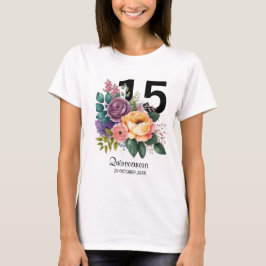 Quinceanera Blommigt 15:e födelsedagen T-Shirt