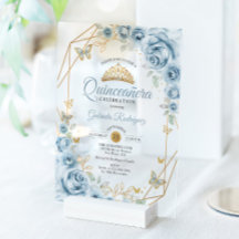 Quinceanera Blommigt Baby blue Guld