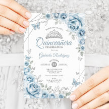 Quinceanera Blommigt Baby blue Silver