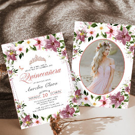 Quinceañera Blommigt Butterflies Birthday Photo Inbjudningar