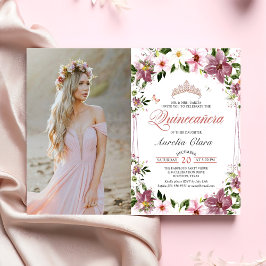 Quinceañera Blommigt Butterflies Birthday Photo Inbjudningar