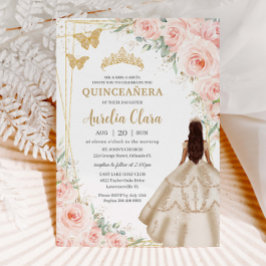 Quinceanera  Blommigt Champagne Dress Gown Inbjudningar