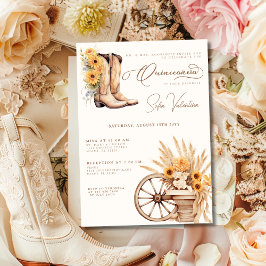 Quinceañera Blommigt Charro Solros Land Rustic Inbjudningar