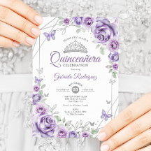 Quinceanera Blommigt Lilac Lila Silver