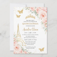 Quinceañera  Blommigt Paris Eiffel Champagne