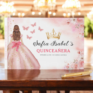 Quinceañera  Blommigt Princess Butterflies Guld Gästböcker