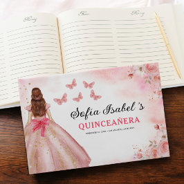 Quinceañera Blommigt Princess Butterflies Guld Gästböcker