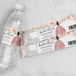 Quinceañera  Blommigt Princess Sweet Birthday Vattenflaskor Etikett