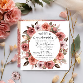 Quinceanera Blommigt Ro Guld Blommigt Inbjudningar