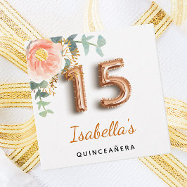 Quinceanera blommigt ro guld eucalyptus gåvor etiketter