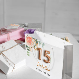 Quinceanera blommigt ro guld eucalyptus monogram