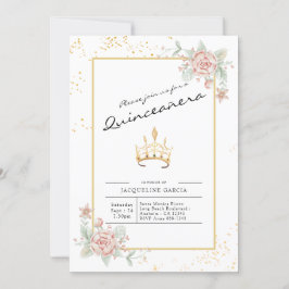 Quinceañera Blommigt Script 15:e födelsedagen Inbjudningar