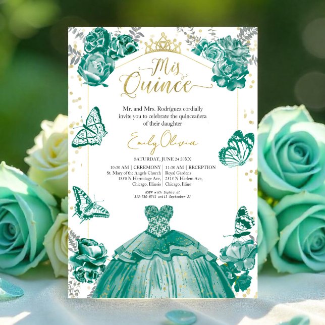 Quinceanera-Blommigten för annonsbjudande till Eme Inbjudningar (Skapare uppladdad)