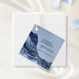 Quinceañera Blue Agate, Blue Foil och Ro Guld Gåvor Etiketter