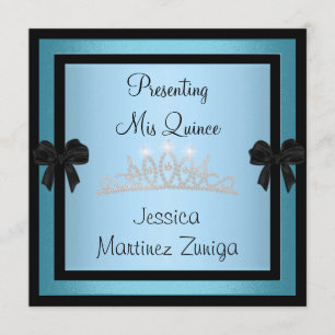 Quinceanera Blue Black Judel Tiara Formellt 1 Inbjudningar