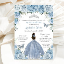 Quinceañera Blue Blommigt Butterflies Silver Tiara